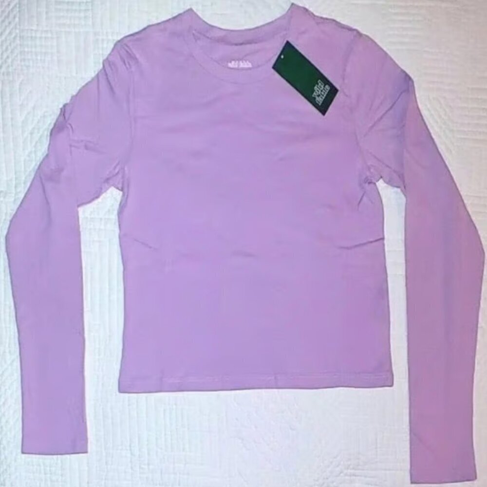 Wild Fable Lightweight Lilac Long Sleeve Crop T-Shirt Large